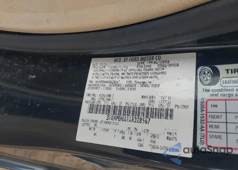 2010 Ford Fusion Se from USA, damaged, VIN 3FAHP0HA9AR328567